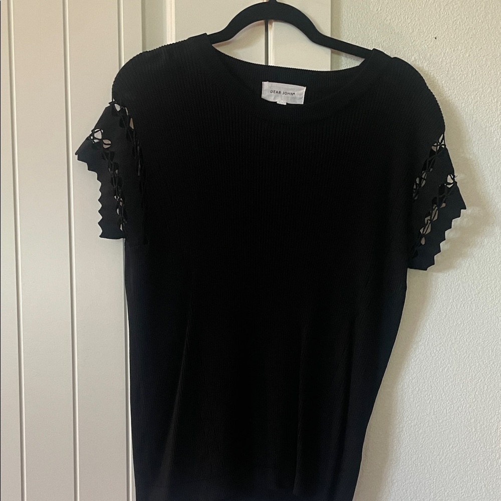 Dear John Black Lace Sleeve Blouse